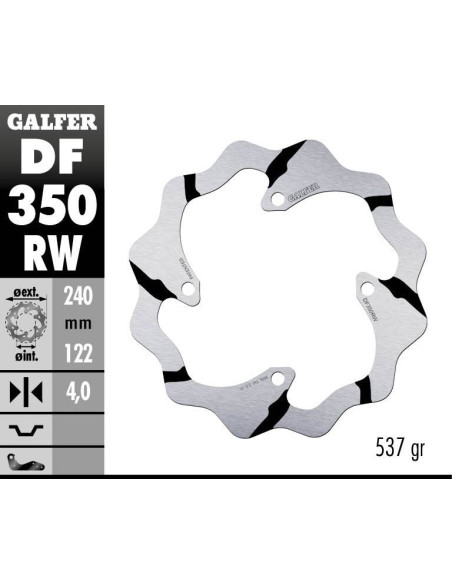 Disque de frein arrière fixe Wave GALFER- 240 mm- SUZUKI RM Z