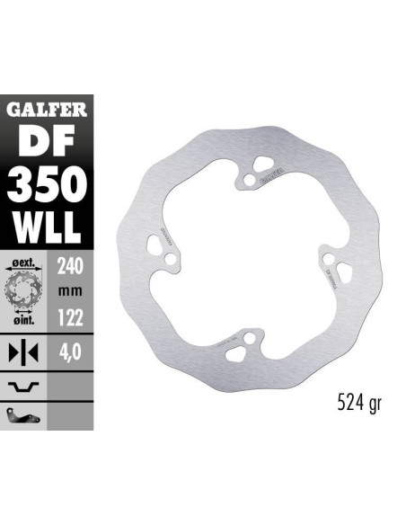 Disque de frein arrière fixe Wave GALFER- 240 mm- SUZUKI RM Z