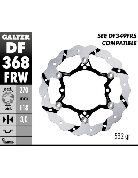 Disque de frein avant flottant Wave GALFER- 270 mm- SUZUKI RM-Z / RMX-Z 250 / 450