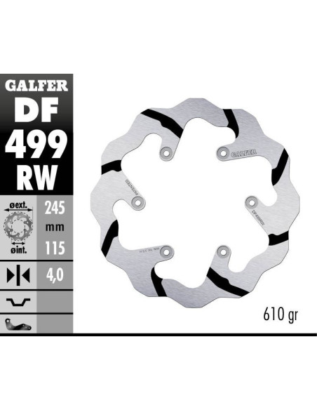 Disque de frein arrière fixe Wave GALFER- 245 mm- YAMAHA YZ WR (02)