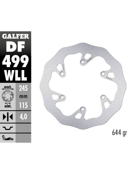Disque de frein arrière fixe Wave GALFER- 245 mm- YAMAHA YZ WR (02)