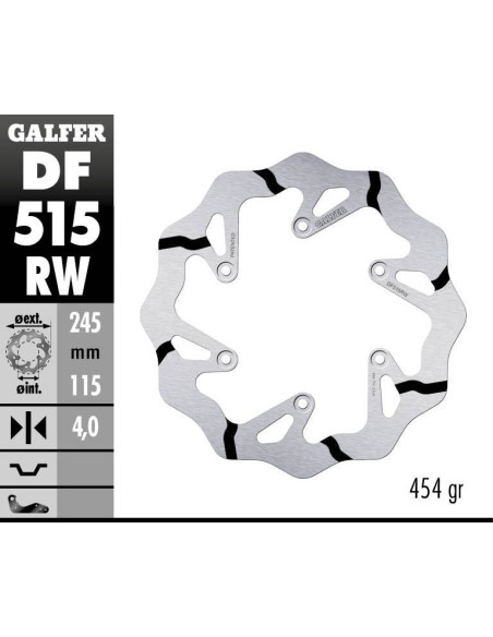 Disque de frein arrière fixe Wave GALFER- 245 mm- YAMAHA YZ 450 F 2018-2019