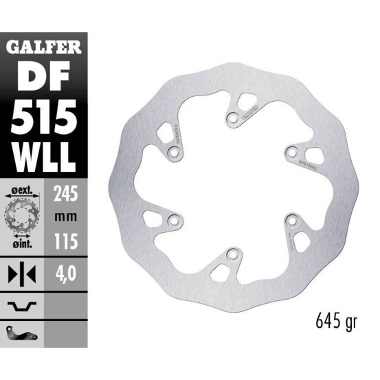 Disque de frein arrière fixe Wave GALFER- 245 mm- YAMAHA YZ 450 F 2018-2019