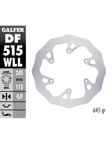 Disque de frein arrière fixe Wave GALFER- 245 mm- YAMAHA YZ 450 F 2018-2019