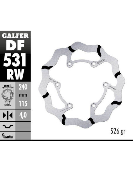 Disque de frein arrière fixe Wave GALFER- 240 mm- YAMAHA YZ 450 F 2020-