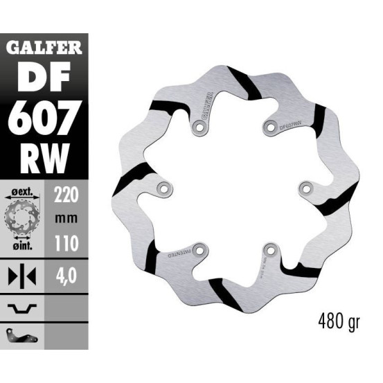 Disque de frein arrière fixe Wave GALFER- 220 mm- KTM & HUSQVARNA