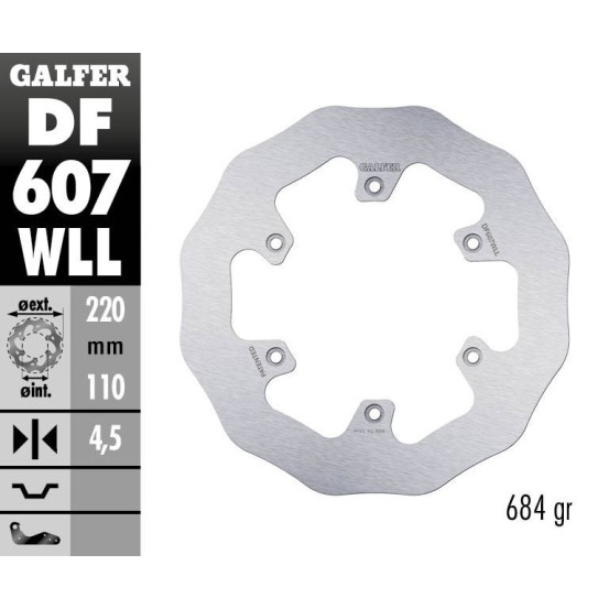 Disque de frein arrière fixe Wave GALFER- 220 mm- KTM & HUSQVARNA