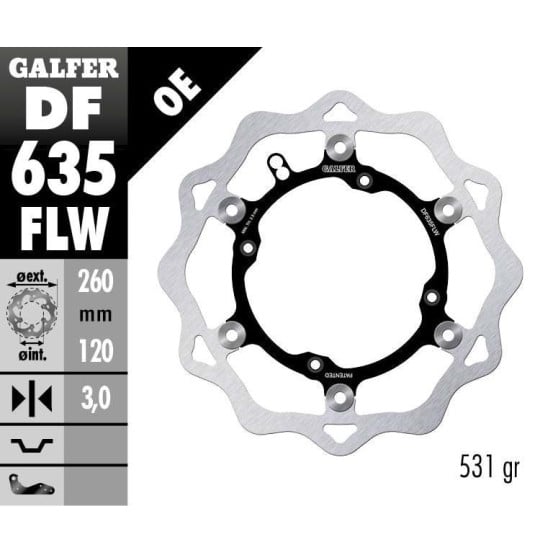 Disque de frein avant flottant Wave GALFER - 260 mm- HUSQVARNA TE