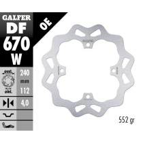 Disque de frein arrière fixe Wave GALFER - 240 mm- HUSQVARNA TE 250 (06) 2