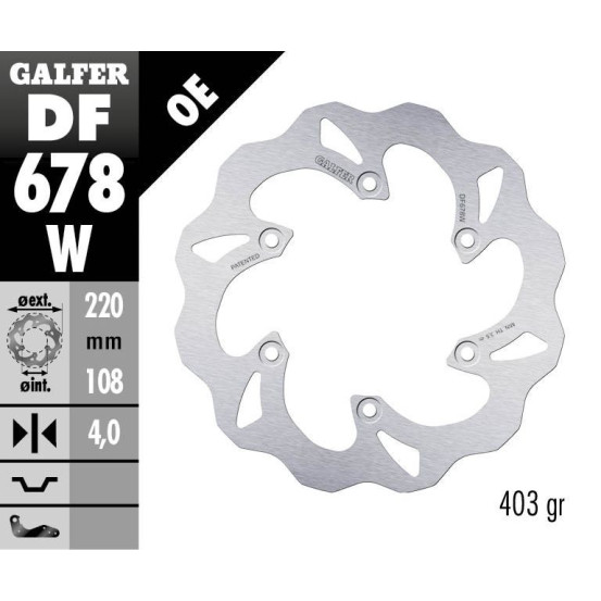 Disque de frein fixe Wave GALFER - 220 mm- GAS GAS