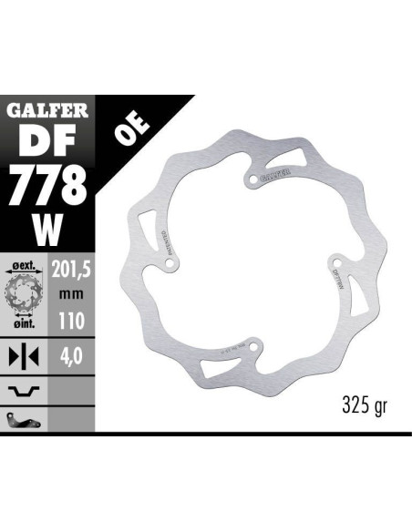 Disque de frein arrière fixe Wave GALFER - 201,5mm - KTM SX 85-SX 105