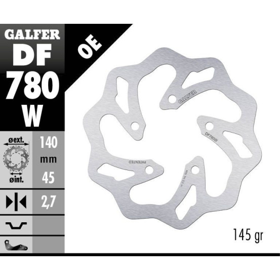 Disque de frein arrière fixe Wave GALFER - 140 mm - KTM SX 50