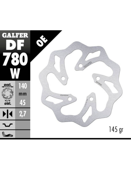 Disque de frein arrière fixe Wave GALFER - 140 mm - KTM SX 50