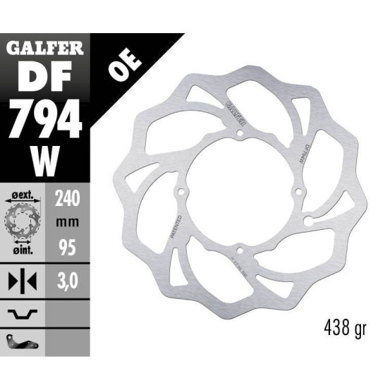 Disque de frein avant fixe Wave GALFER - 240 mm- KTM 85 & 150 SX
