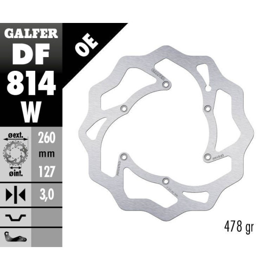 Disque de frein avant fixe Wave GALFER - 260 mm- BETA RR 4T