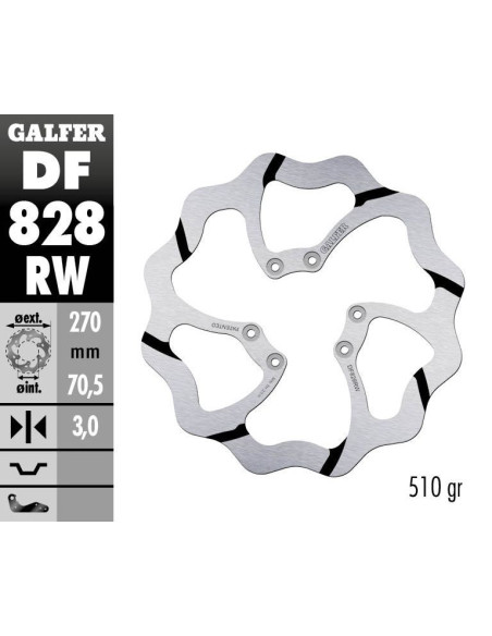 Disque de frein avant fixe Wave GALFER- 270 mm- TM SMX 660 F (09)