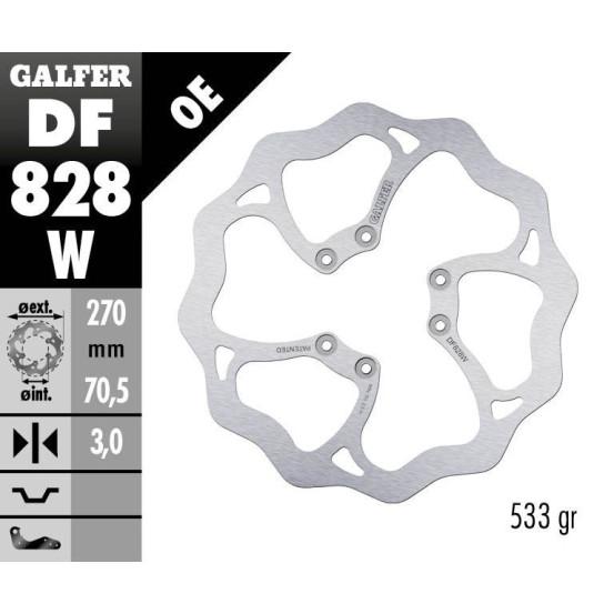 Disque de frein avant fixe Wave GALFER - 270 mm- TM SMX 660 F (09)
