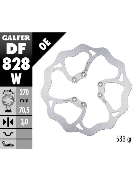 Disque de frein avant fixe Wave GALFER - 270 mm- TM SMX 660 F (09)