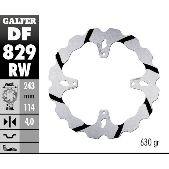 Disque de frein arrière fixe Wave GALFER- 243 mm - TM SMX 660 F (09)
