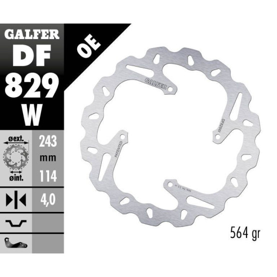Disque de frein arrière fixe Wave GALFER - 243 mm - TM SMX 660 F (09)