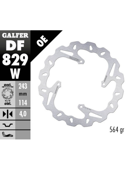Disque de frein arrière fixe Wave GALFER - 243 mm - TM SMX 660 F (09)