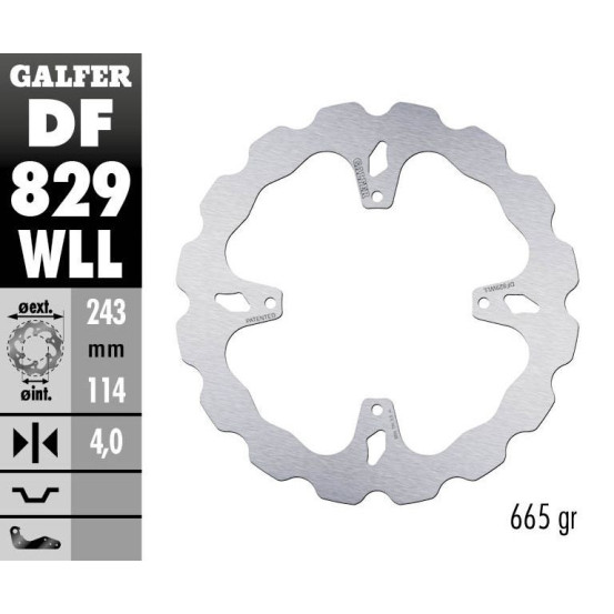 Disque de frein arrière fixe Wave GALFER- 243 mm - TM 660 F