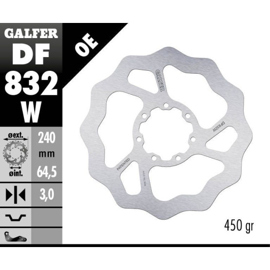 Disque de frein avant fixe Wave GALFER - 240 mm- TM MX 85