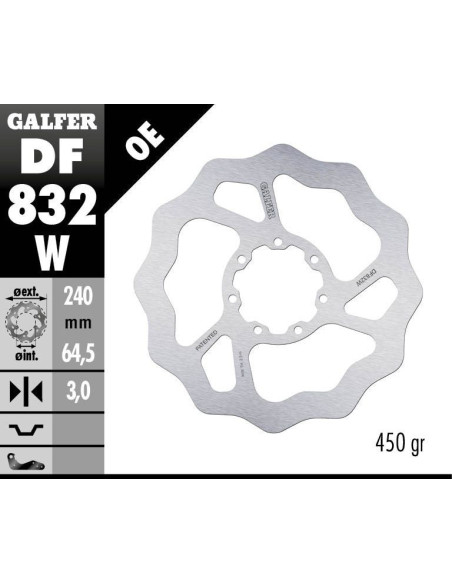 Disque de frein avant fixe Wave GALFER - 240 mm- TM MX 85