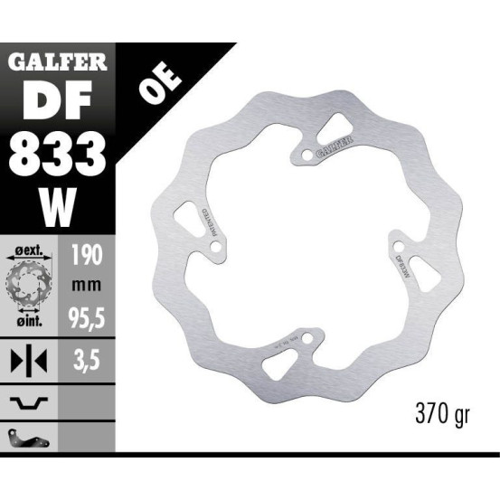 Disque de frein arrière fixe Wave GALFER - 190 mm- TM MX 85