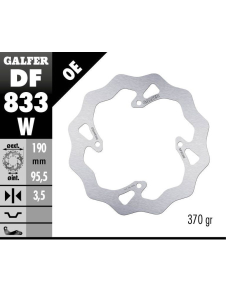 Disque de frein arrière fixe Wave GALFER - 190 mm- TM MX 85