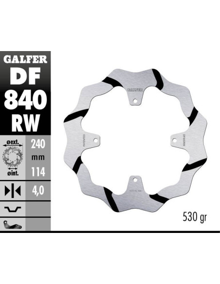 Disque de frein arrière fixe Wave GALFER- 240 mm- TM SMX 660 F (15)
