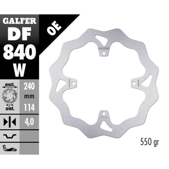 Disque de frein arrière fixe Wave GALFER - 240 mm- TM SMX 660 F