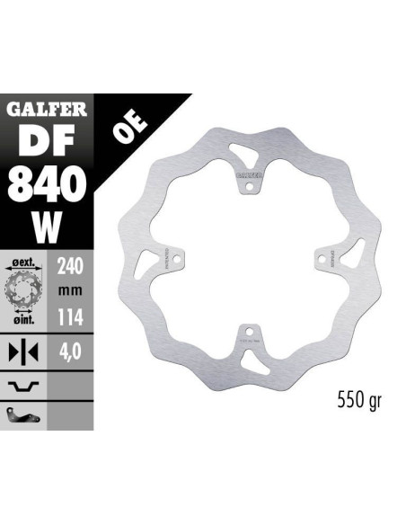 Disque de frein arrière fixe Wave GALFER - 240 mm- TM SMX 660 F