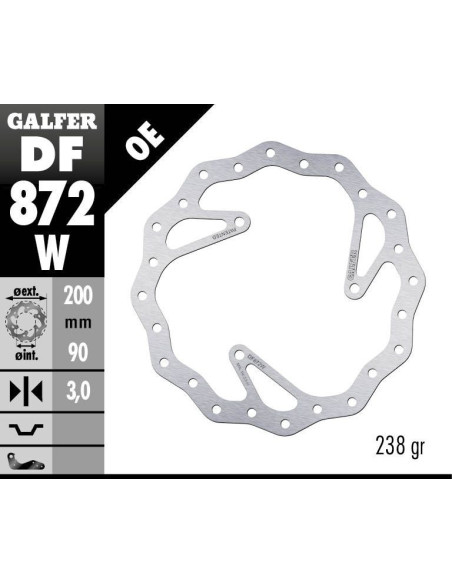 Disque de frein fixe Wave GALFER - 200 mm- HUSQVARNA CR65 2010