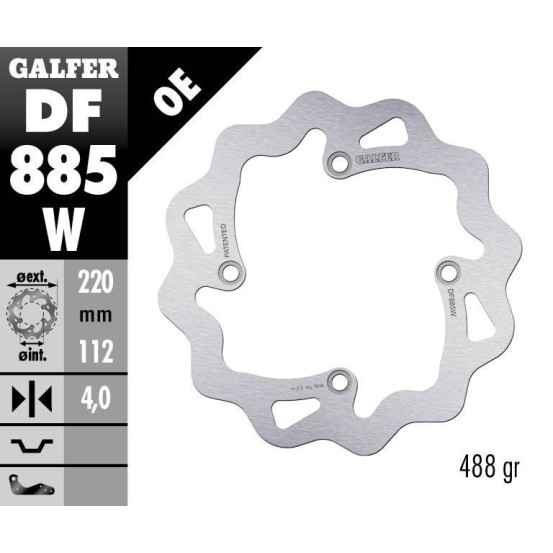Disque de frein arrière fixe Wave GALFER - 220 mm- HUSQVARNA