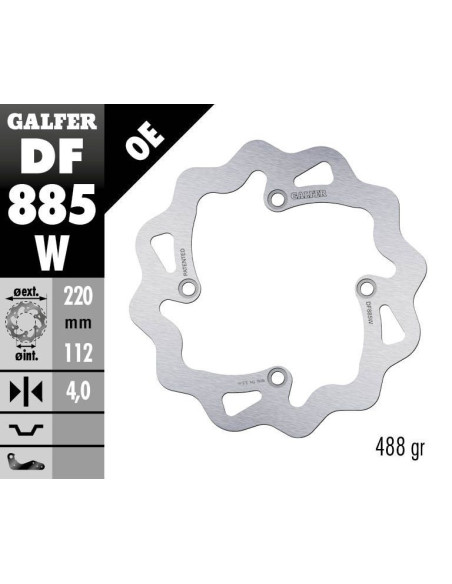 Disque de frein arrière fixe Wave GALFER - 220 mm- HUSQVARNA