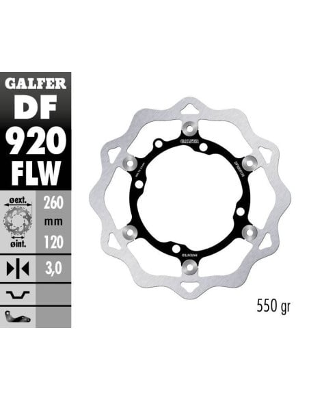 Disque de frein avant flottant Wave GALFER - 260 mm- SHERCO ENDURO (Fourche WP) 2014-
