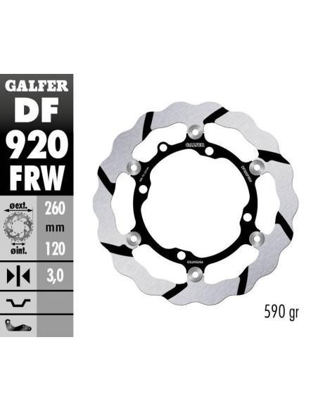 Disque de frein avant flottant Wave GALFER- 260 mm- SHERCO ENDURO (Fourche WP) 2014-