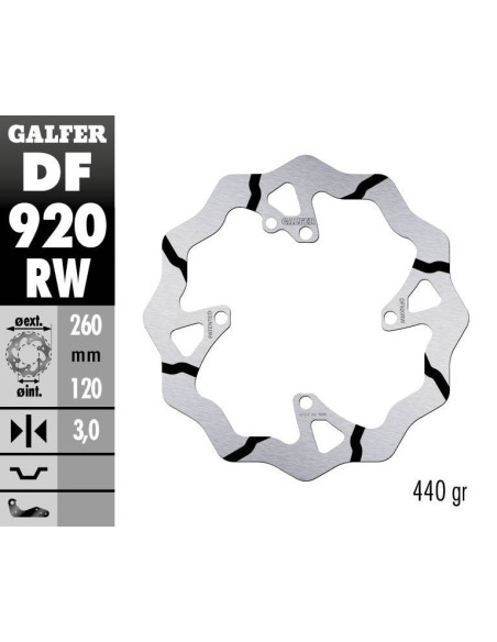 Disque de frein avant fixe Wave GALFER- 260 mm- SHERCO ENDURO (Fourche WP) 2014-