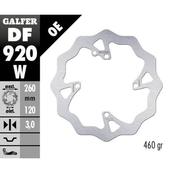 Disque de frein avant fixe Wave GALFER - 260 mm- SHERCO ENDURO (Fourche WP) 2014-
