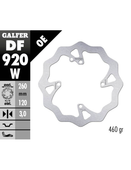 Disque de frein avant fixe Wave GALFER - 260 mm- SHERCO ENDURO (Fourche WP) 2014-