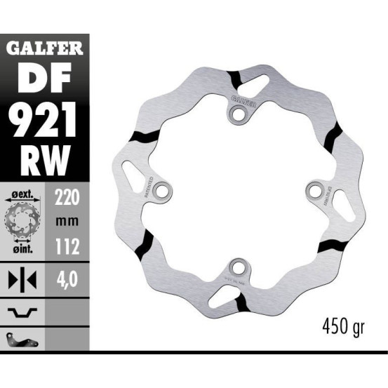 Disque de frein arrière fixe Wave GALFER- 220 mm- SHERCO ENDURO 2014-