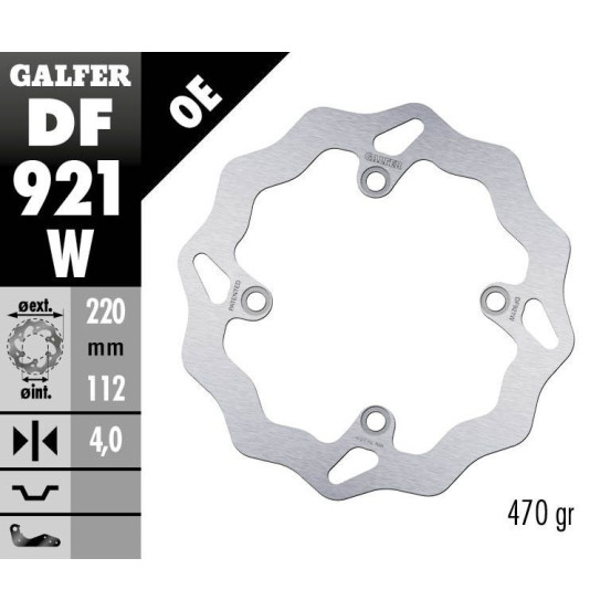 Disque de frein arrière fixe Wave GALFER - 220 mm- SHERCO ENDURO 2014-