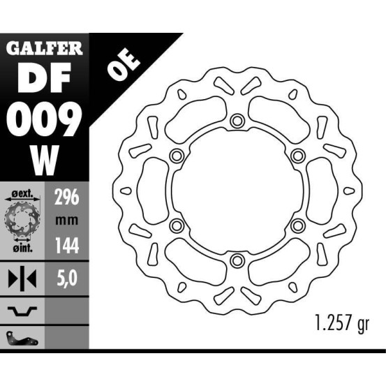 Disque de frein GALFER fixe wave 296x5mm - HONDA NTV 650 - CBR 1000