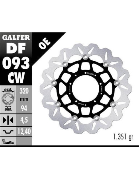 Disque de frein GALFER wave flottant route VFR 1200 - 320x4,5mm - HONDA VFR 1200