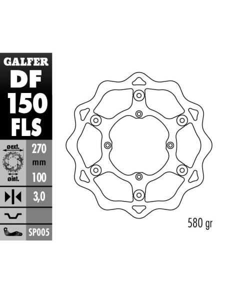 Disque de frein avant GALFER wave flottant oversize 270mm - KAWASAKI KX 125-250-500