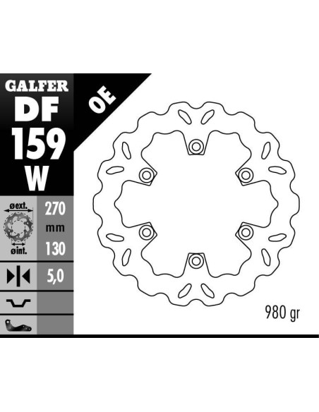 Disque de frein GALFER fixe wave 270x5mm - KAWASAKI GPZ 500 89-93-GPZ 600