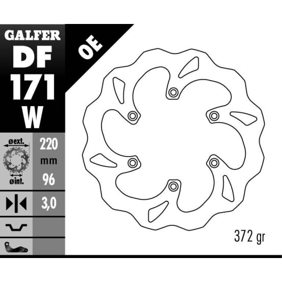 Disque de frein GALFER fixe wave 220x3mm - KAWASAKI KX 80