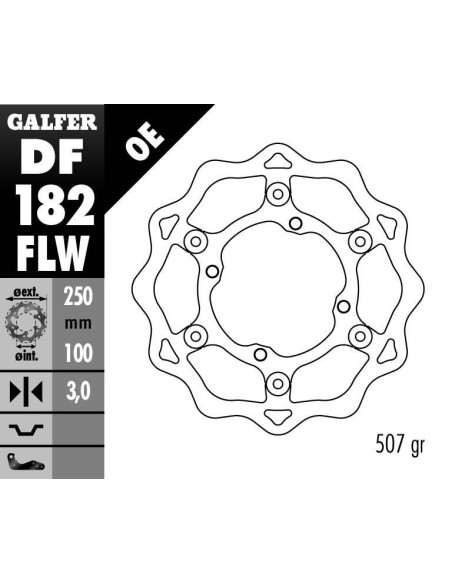 Disque de frein GALFER wave flottant 250x3mm - KAWASAKI KX 250F
