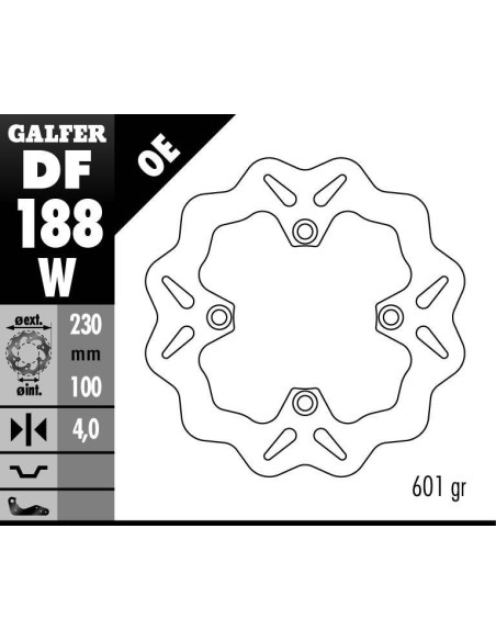 Disque de frein GALFER fixe wave 230x4mm - KAWASAKI ZEPHYR 750